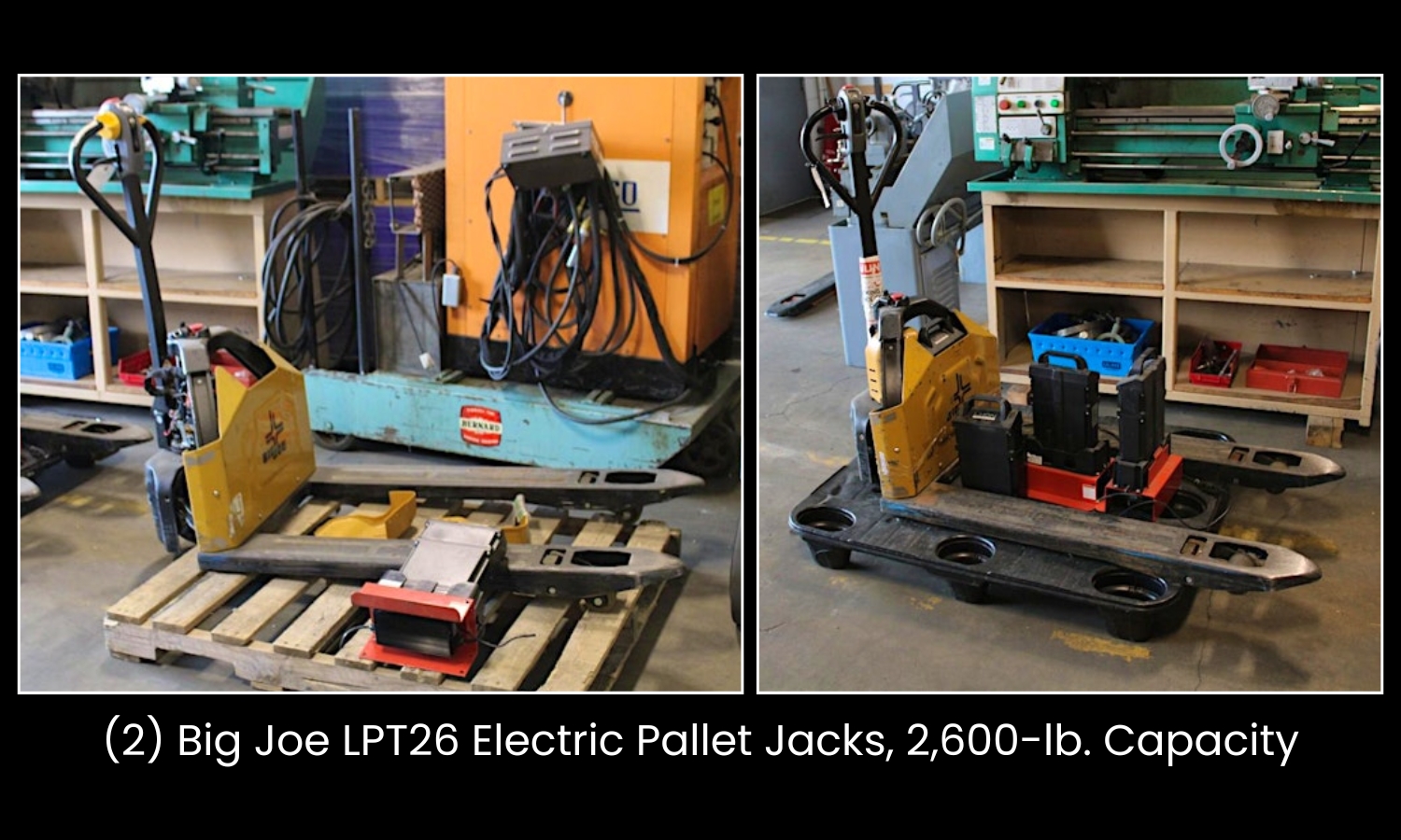 (2) Big Joe LPT26 Electric Pallet Jacks, 2,600 lb. Capacity
